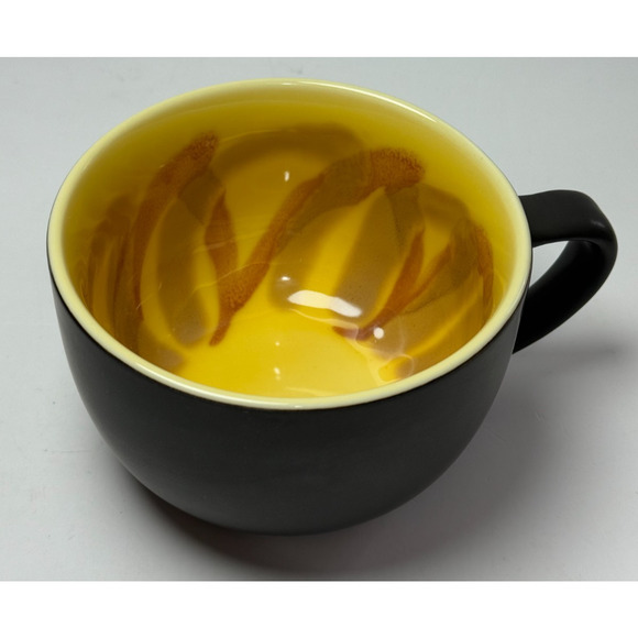 Starbucks Matte Black Yellow Sunflower Swirl Big Coffee Mug New Bone China 2012 - Picture 1 of 2
